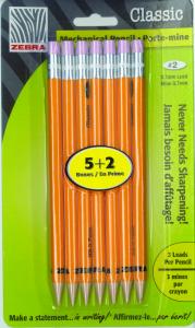 045888502574 Pencil: Mechanical Zebra 0.7mm 5+2 Pk