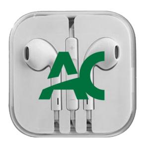 Headphones: AC Branded Earbuds W/Remote & Mic - White